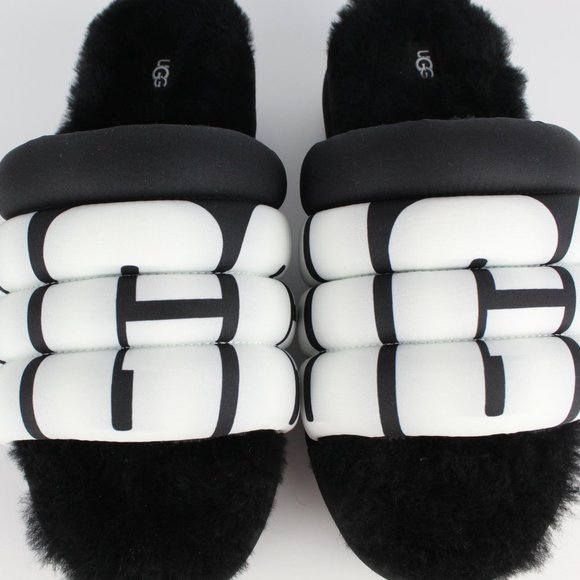 NEW UGG Maxi Genuine Shearling Sporty Logo Slide Sandals, - Picture 11 of 14